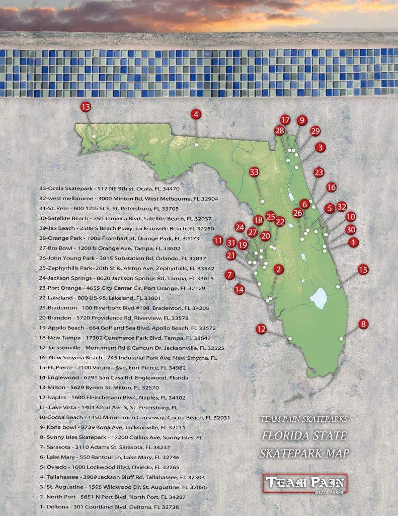 Florida State Skate Park Map